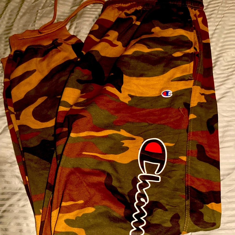 2X LT cambo army joggers by champion, they’re cheap for name brand price.